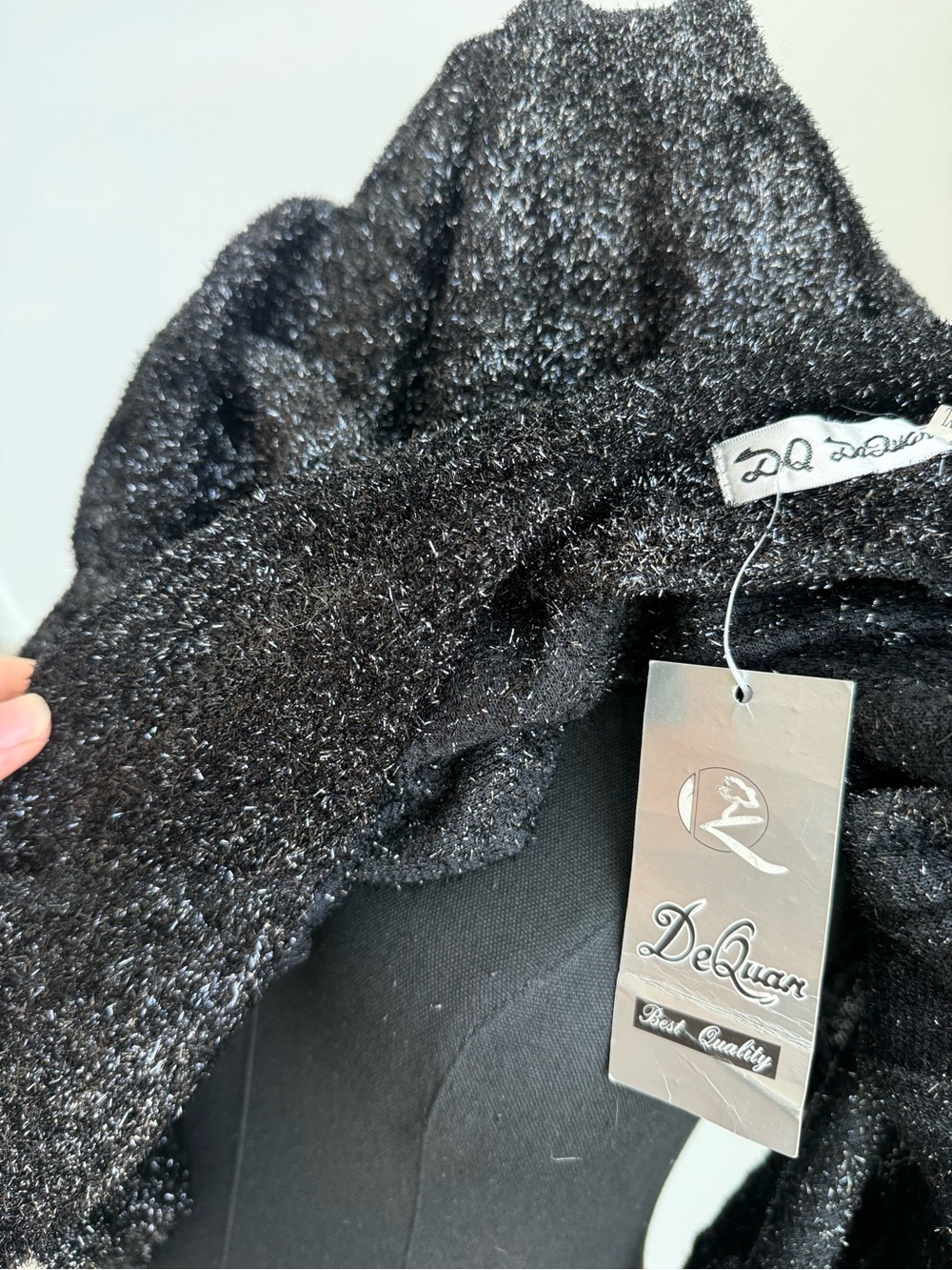 Black Women's Shimmery Button-Front Jacket - Picture 5 of 6